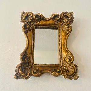 Vintage Small Heavy Ornate Gold Mirror